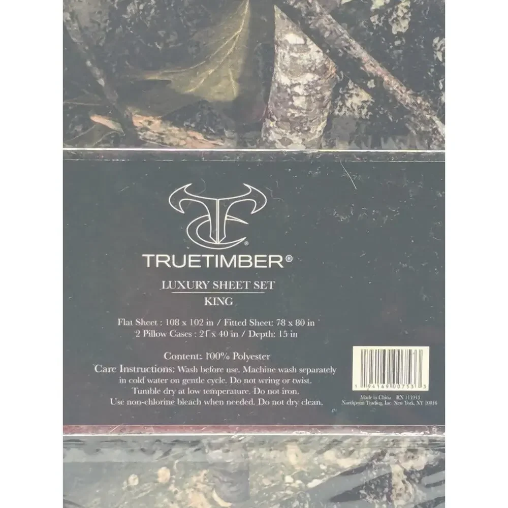 Truetimber 4pc King Size Luxury Conceal Camo Sheet Set Brand New